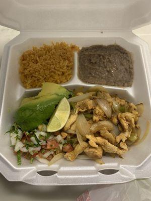 Chicken fajita plate. Tortillas, not shown, were delicious!