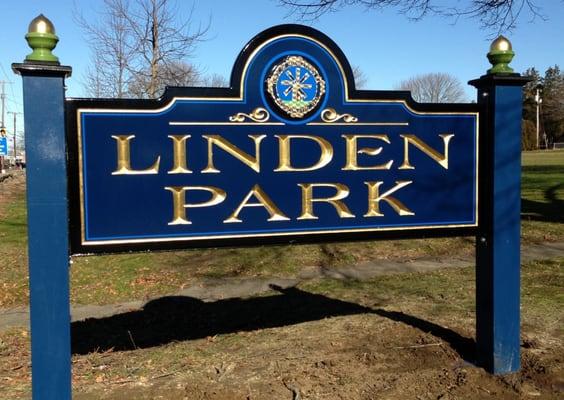 Carved 23 k gold leaf letters