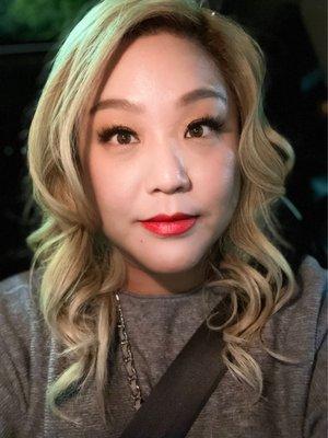 "Icy" color and wavy curls done by Maya