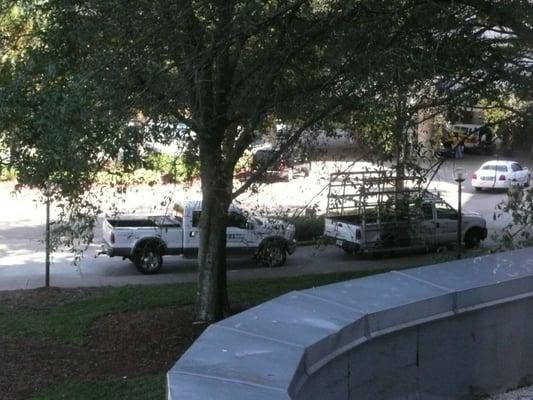 The view of U.S. Walls and Ceilings from my hotel room after they started construction at 6AM