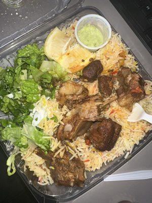 Goat and rice w/camera flash
