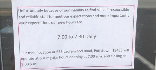 Disgusting message left for customers about staff...