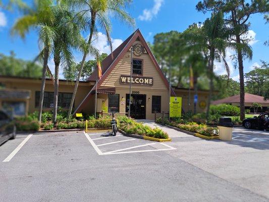 Welcome center. Cannot check In after 10PM you will be literally locked outside of the park