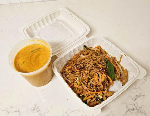 Panang curry and pad thai both with chicken...