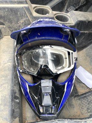 Cracked Goggles and helmet