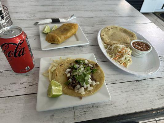 Tamale, taco, pupusa