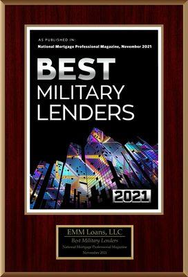 EMM Loans receives National Mortgage Professional Magazine's "Best Military Lenders" Award