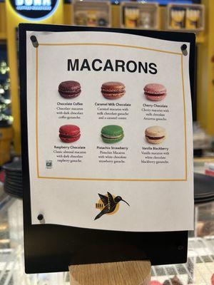 The flavors of the macarons identified by color. Easy!