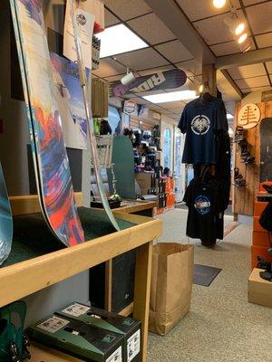 Snowboards on the second floor.