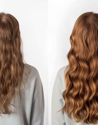 k-tip hair extensions for fullness.