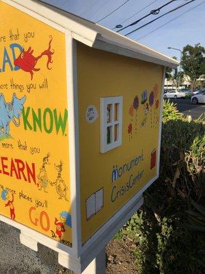 Thursday, August 22, 2019: back of new community book box at the Monument Crisis Center in Concord, CA.