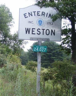 Entering Weston sign from Natick.