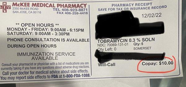 Charged me $10 when I'm supposed to be charged $5.04