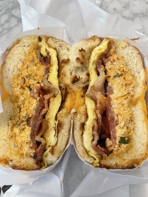 Bagel without hash brown, which I was charged for.