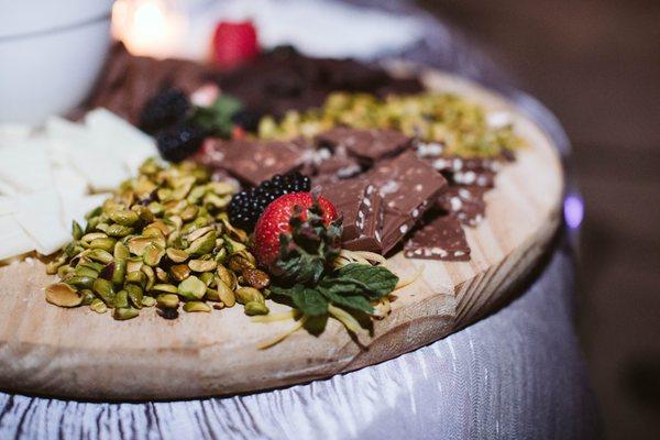 A chocolate board for dessert