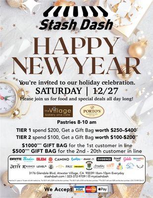 Join us on 12/27 for our NEW YEAR EVENT with gifts bags and great deals