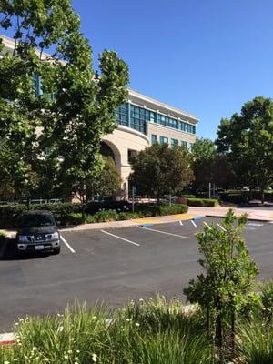 View of building J from parking structure 3