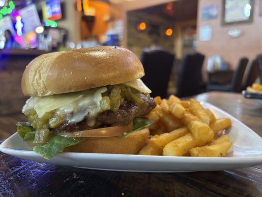 Green Chile Cheeseburger