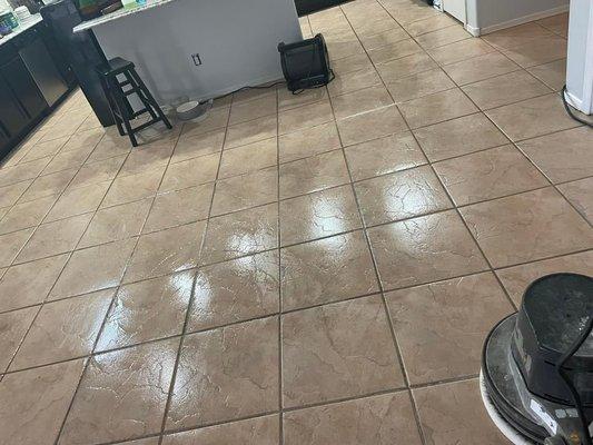 Buffing shining ,tile flooring with grout clean Starting at $29.95!!!