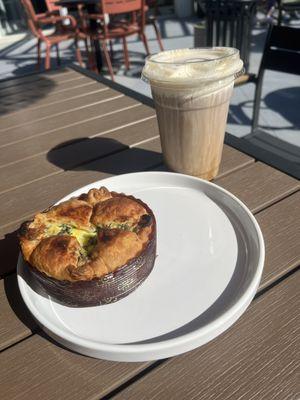 Spinach Asiago soufflé and cold brew coffee