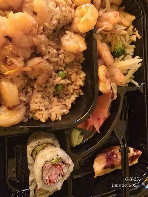 The bento box, shrimp.