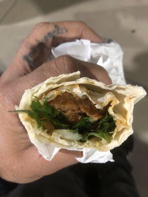 Kebob wrap with cilantro and onions