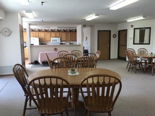 Community Room with Kitchen... many social activities & also available for rent. (photo taken by Holly Brink with eXp Realty.)