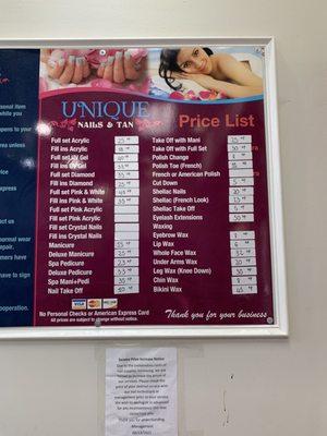 Services and prices.