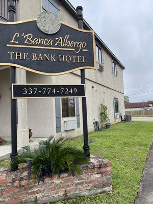 Outside of this adorable hotel