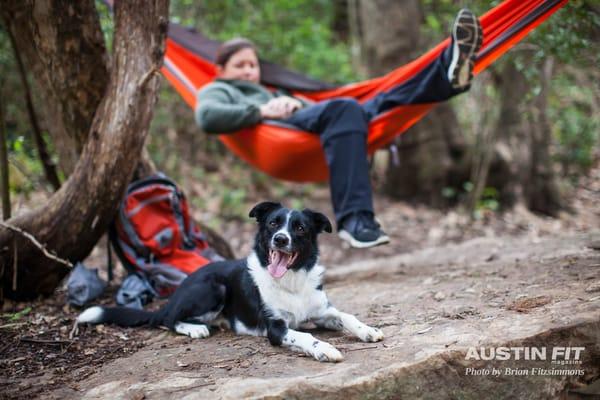 I love being active with my dogs. Camber won Austin Fit Magazine's Fittest Dogs!