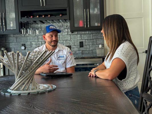 Going over our upfront pricing options with a client.