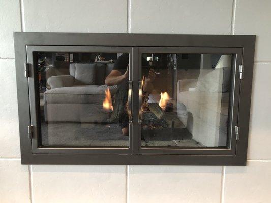 Custom glass Fireplace Door