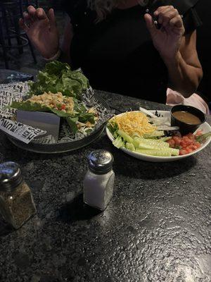 Lettuce wrap and salad
