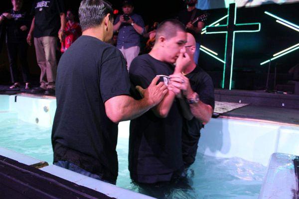 The beginning of the baptism process.