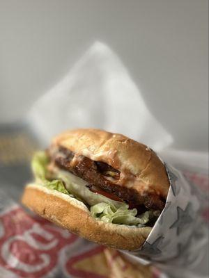 Double Famous Star®: 2x beef patties, 2x American cheese, lettuce, tomato, onions, pickles, Special Sauce & mayo on a seeded bun | $8.99