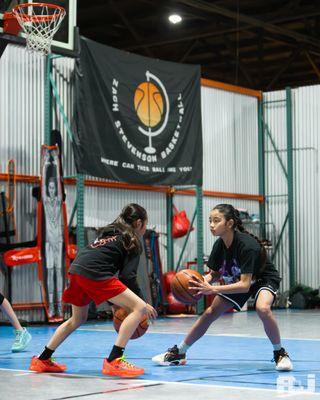 Girls group basketball training