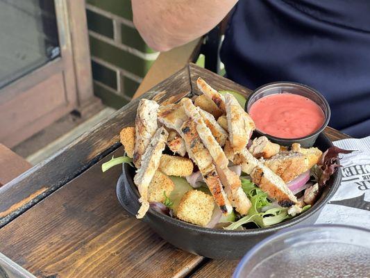House Salad with raspberry vinaigrette and chicken