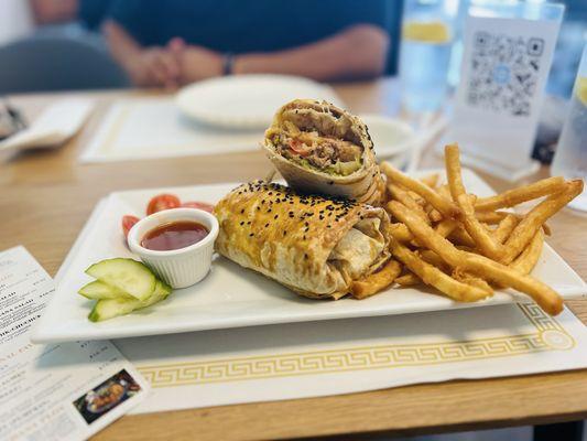 Salmon Snisb and baked Shawarna