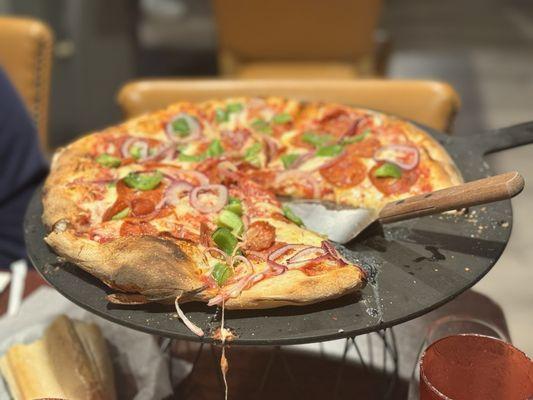 Exceptional pizza made here! This was a custom three ingredients and was Outstanding!