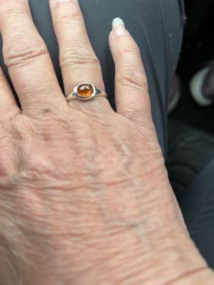Orange garnet ring.