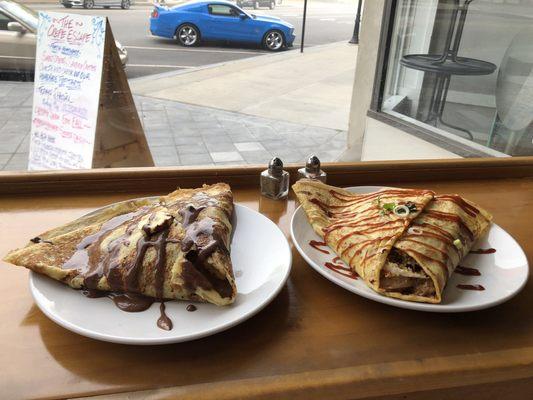 "Behind These Hazel Eyes" and "Porkey Pig" Crepes.