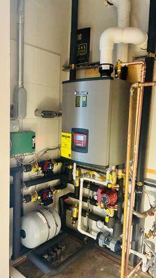 Installation of a new Lochinvar Boiler serving a radiant heating system in Sausalito, CA