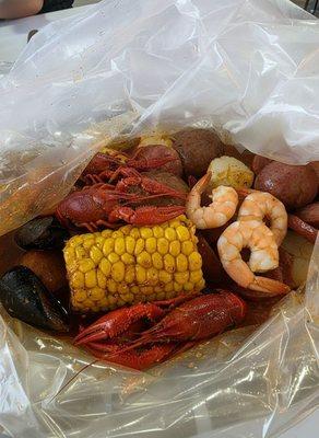 Seafood Boil with house specialty sauce Spicy