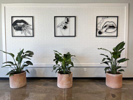 Some nice crafty art work, birds of paradise plants.