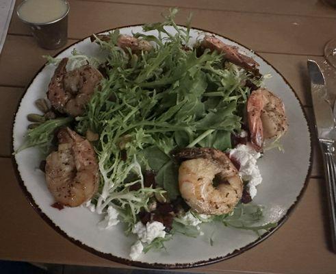 Roasted Beet Salad with shrimp added