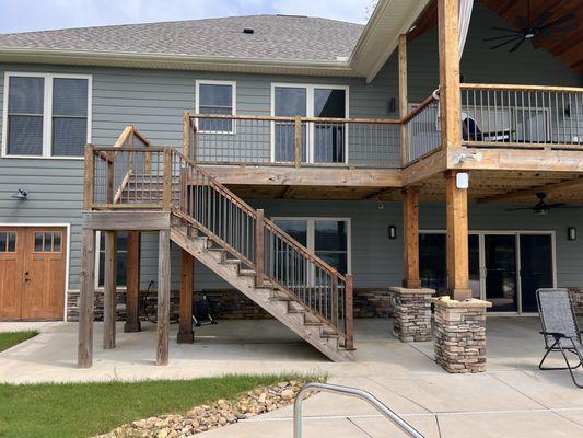 Deck expansion and moving stairway to the other side of the deck for outdoor kitchen.