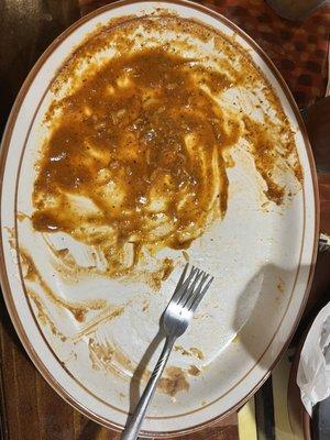 Ate it all and wiped up the sauce with the tortillas.