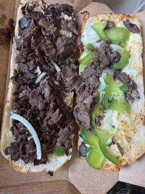 Steak & cheese no onions no green peppers & no mushrooms due to food allergy.