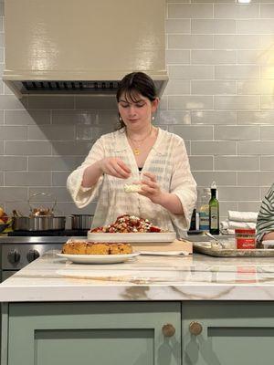 Making the big beans and tomatoes dish
