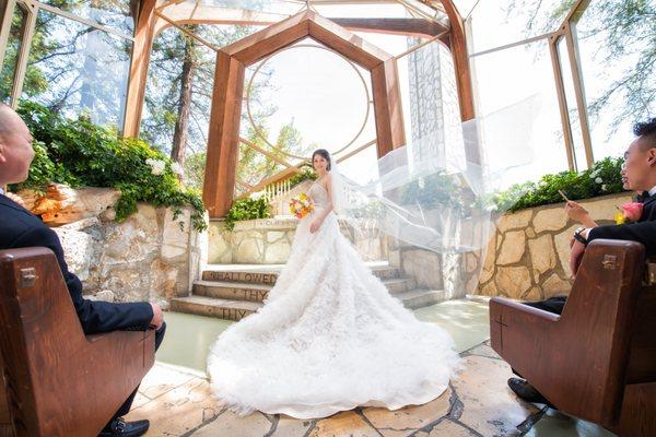 Wedding ceremony at Wayfarers Chapel